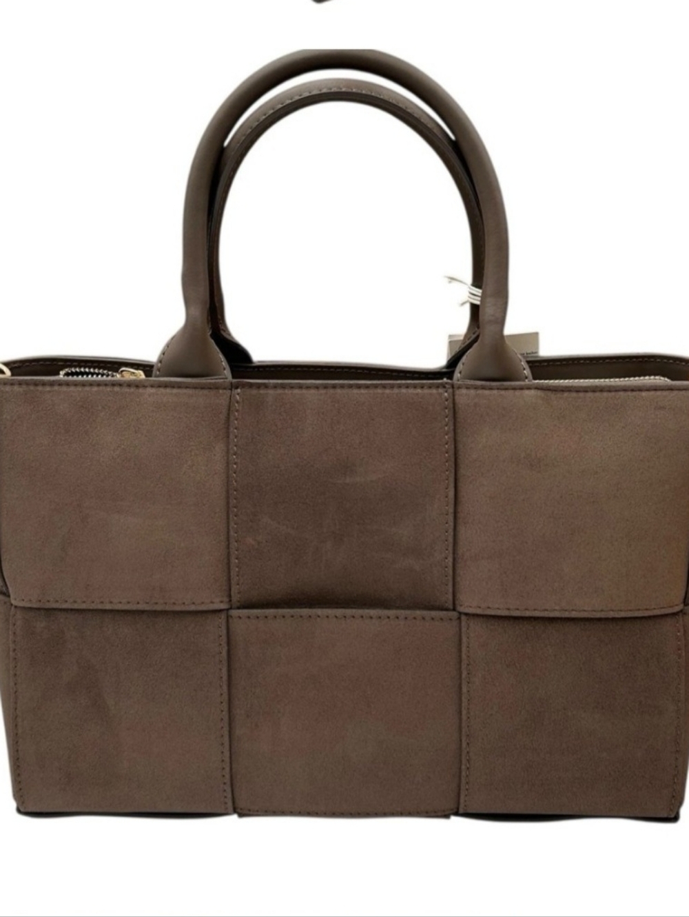 💥Sale💥Isadora Made In Italy Suede Large Woven Shoulder Satchel In Taupe - Picture 2 of 13
